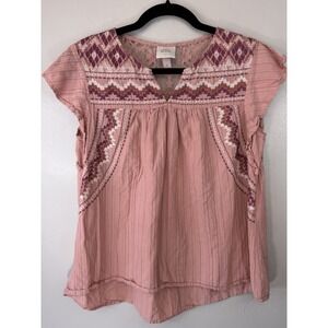 Knox Rose Mauve Embroidered Top Size S